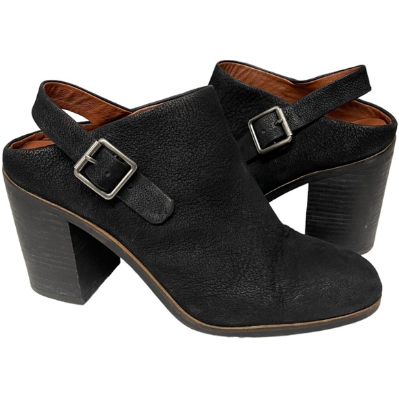 LUCKY BRAND Machiko Bootie Heels Black Nubuck Leather Sling Back Size 10 - Picture 1 of 8